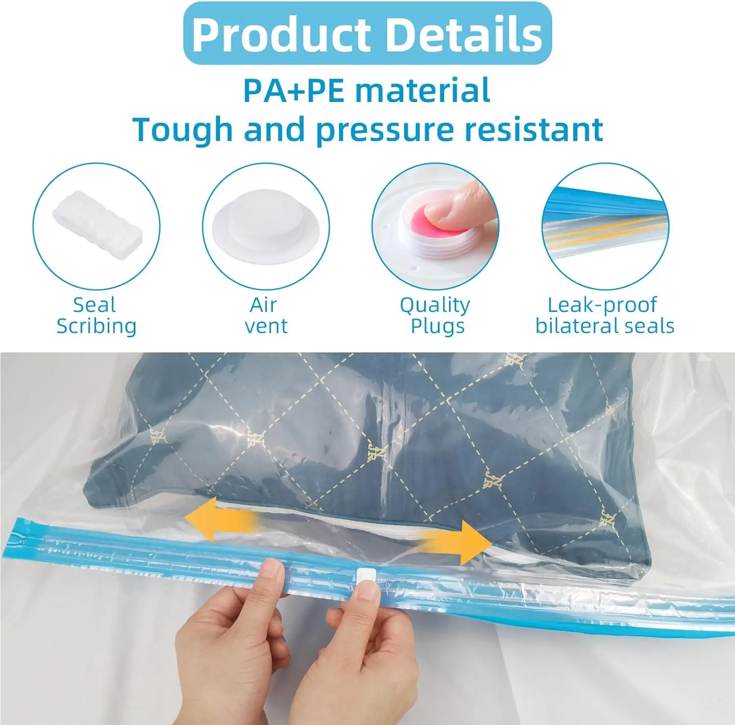 1Pcs Vacuum Storage Bags, Space Saver Bags Compression for Comforters and Blankets, Sealer Clothes Storage Vacuum Bags