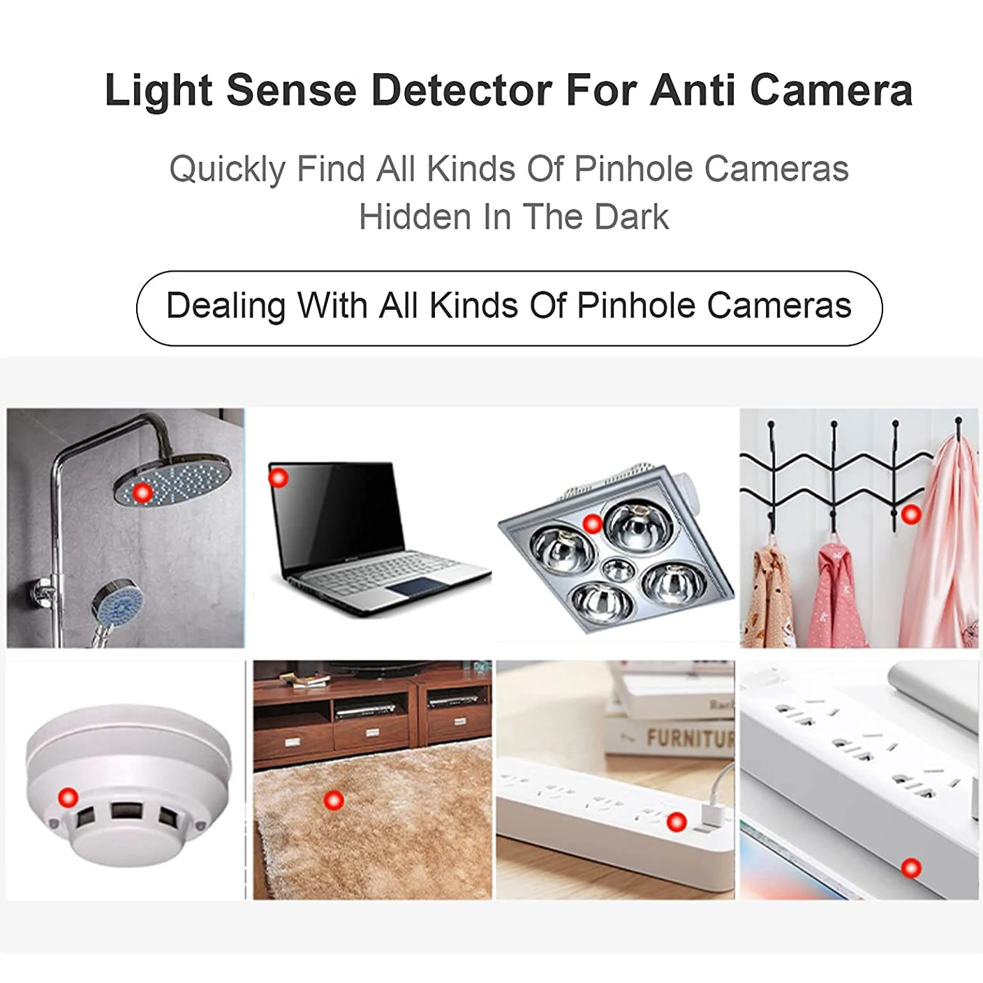 Portable Anti-Spy Hidden Camera Infrared Detector Handheld Anti-peeping detector Spy Finder for Screening Pinhole Spy Cameras