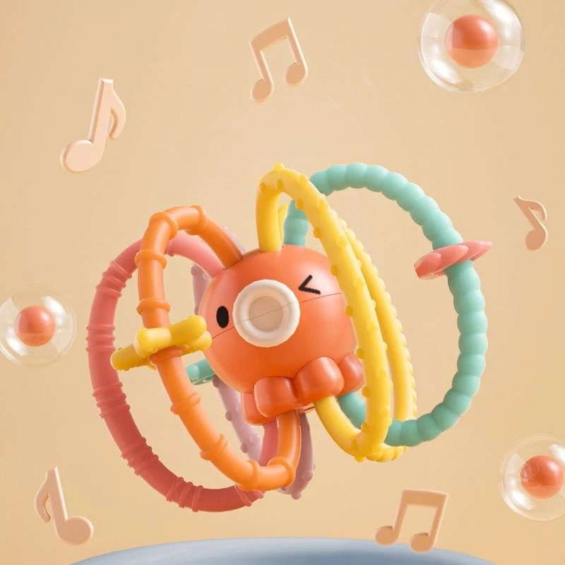 Mordedor sensorial para bebê 1 mês + chocalho colorido para recém-nascidos, brinquedo aderência para atividades 15UB