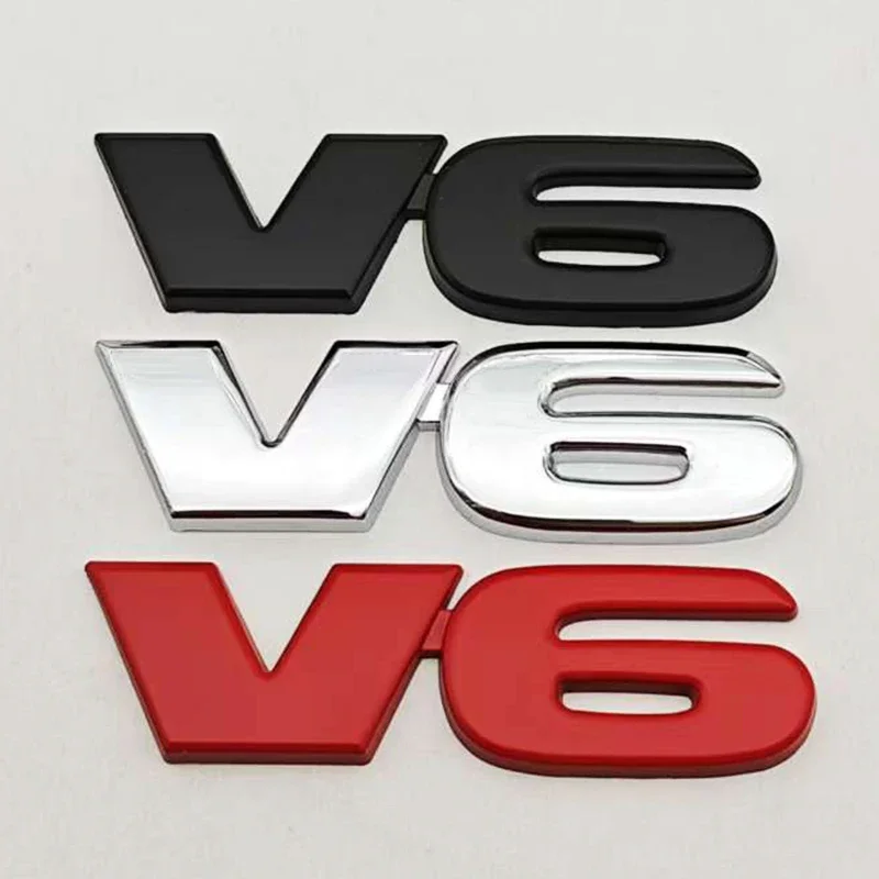 

3D Metal Car Styling Logo V6 Badge Rear Trunk Fender Side Emblem Sticker Decals For Car Motorcycle Truck SUV Auto Accessories