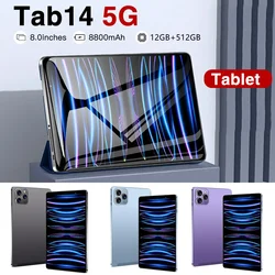 Gobal Version neue Tab14 Tablet PC 8 Zoll Android 12 Bluetooth 12GB 512GB Deca Core Google Play Wps 5g/4g WiFi Hot Sales Laptop