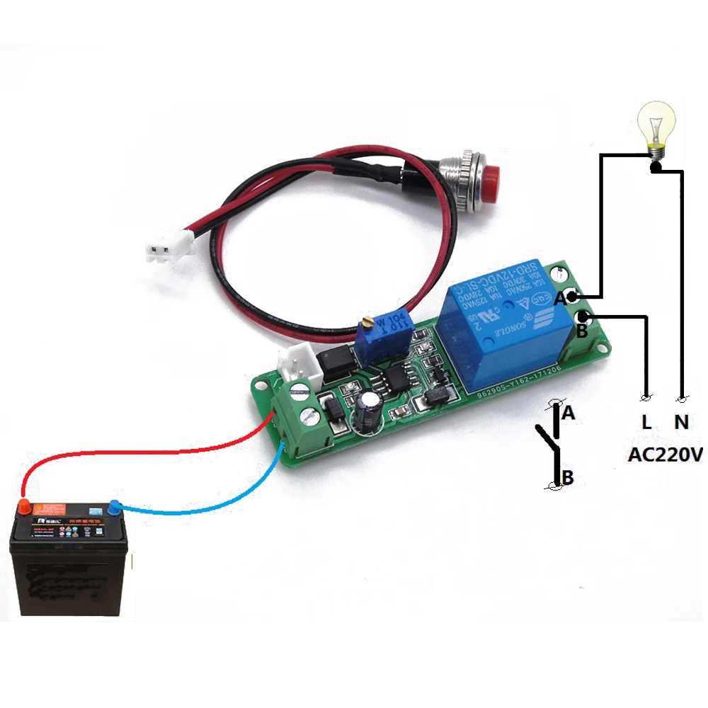 DC 12V Timing Timer Delay Turn OFF Relay Module 1~10s Time Adjustable Relay with Indicator Light External Trigger Delay Switch