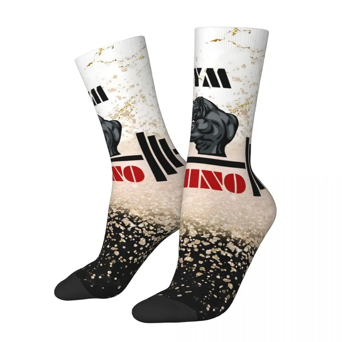 Crazy compression Gym Sock for Men Vintage Rhino Seamless Pattern Crew Sock Casual