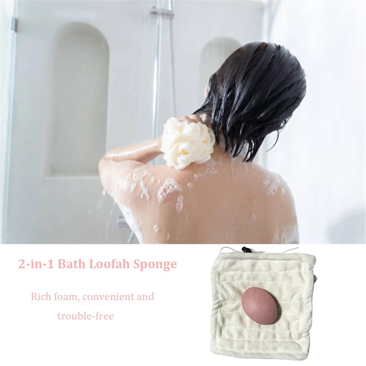 1 Pcs 2-In-1 Bath Loofah Sponge,Exfoliating & Gentle Cleansing Bath Loofah,Shower Loofah Sponge, Dual Function Loofah