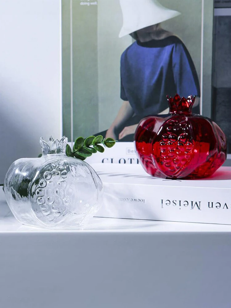 Pomegranate Glass Vase Home Decor Flower Vase Vase for Fruit Cachepot for Flowers Room Decoration Creativity Nordic Decoration