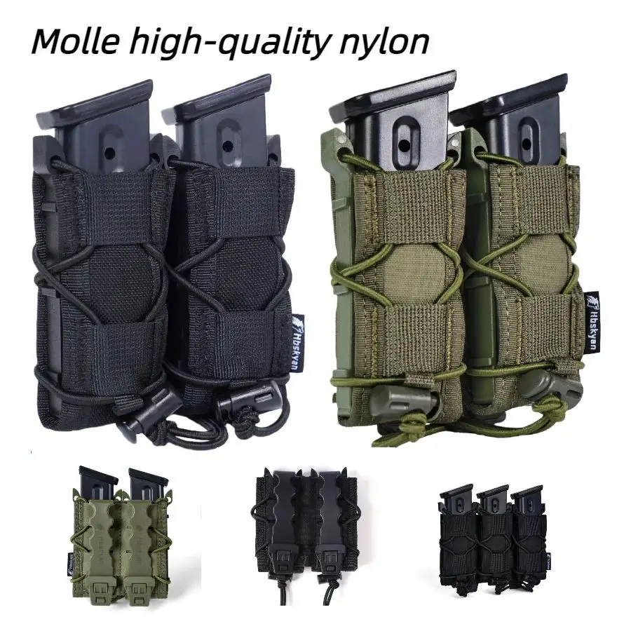 

Тактический двойной подсумок для журналов Molle, универсальный .45 9 мм для страйкбола, калибров 9 мм/0,40, 45 застежек, двухслойный держатель для магнитов, нейлон 500D Qu