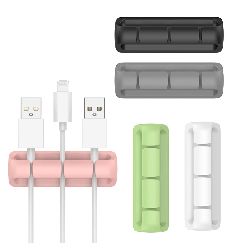 

Silicone Cable Holder Clips Cord Management Wire Organizer For Desktop Mobile Phone Data Cable Nightstand Power Cord Mouse Cable