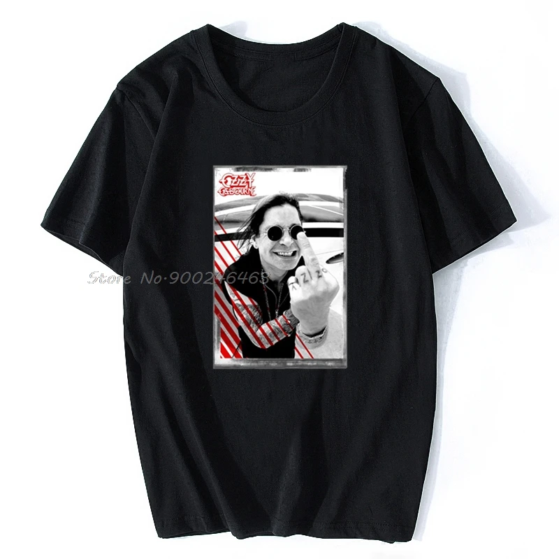 جديد تي شيرتات عجيبة للرجال Ozzy Osbourne فنجر رجالي WhiteTop تي شيرت قمصان صيفية صديقها هدية الرجال تي شيرت عادية #1