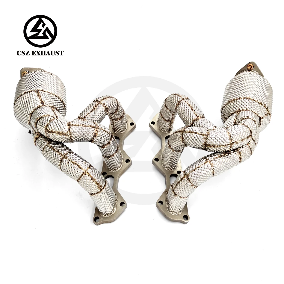 For Porsche 718 For Cayman For GT4 4.0L 2022- 200 Cells Catted Manifolds Sport Downpipe Performance Headers -SS304