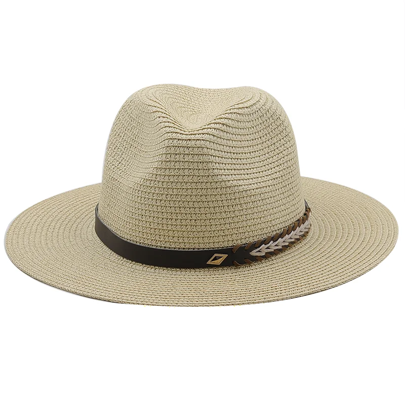 58-60CM Panama Hat Summer Leisure Sun Hats For Women Men Beach Straw Hats Fashion UV Sun Protection Travel Caps Chapeu Feminino