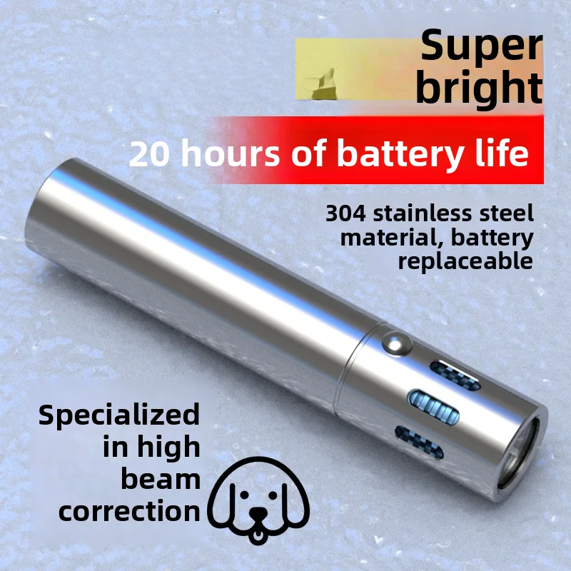 Super Bright White Laser Flashlight, Stainless Steel Fixed Focus Rechargeable Hand Torch Portable Mountaineering Emergency