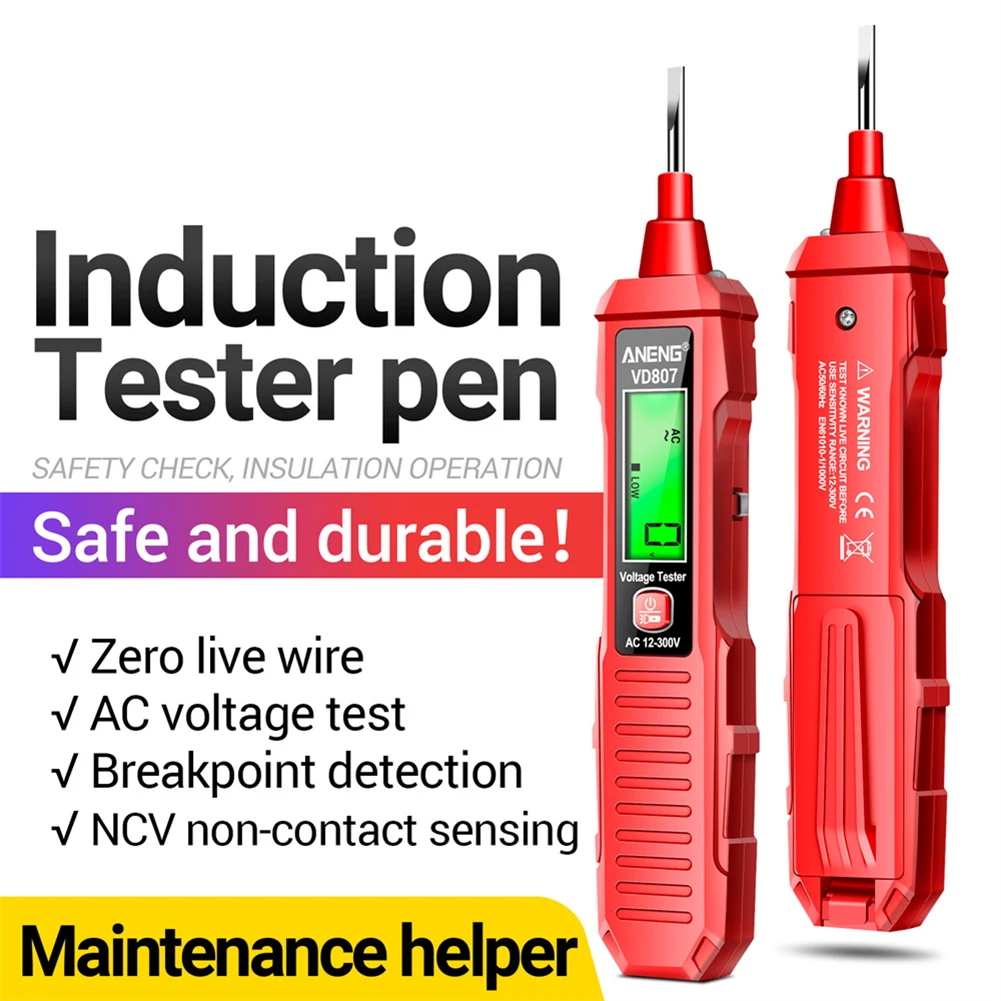 VD807 Digital 12-300V Portable Screwdriver Indicator Voltage Detector Electrical Test Pen AC NCV Electric Pen Tool