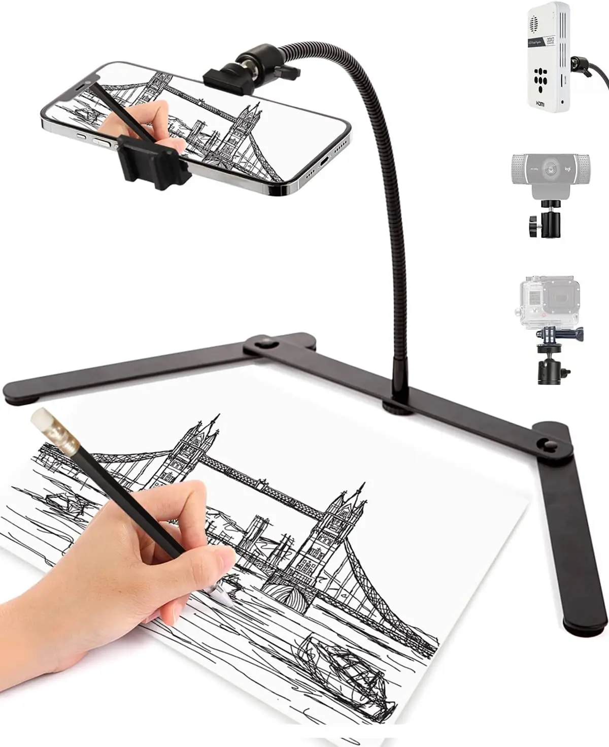 

Adjustable Phone Tripod, Overhead Phone Mount, Tabletop Tripod for Cookie Decorating and Teaching Online Live Streaming
