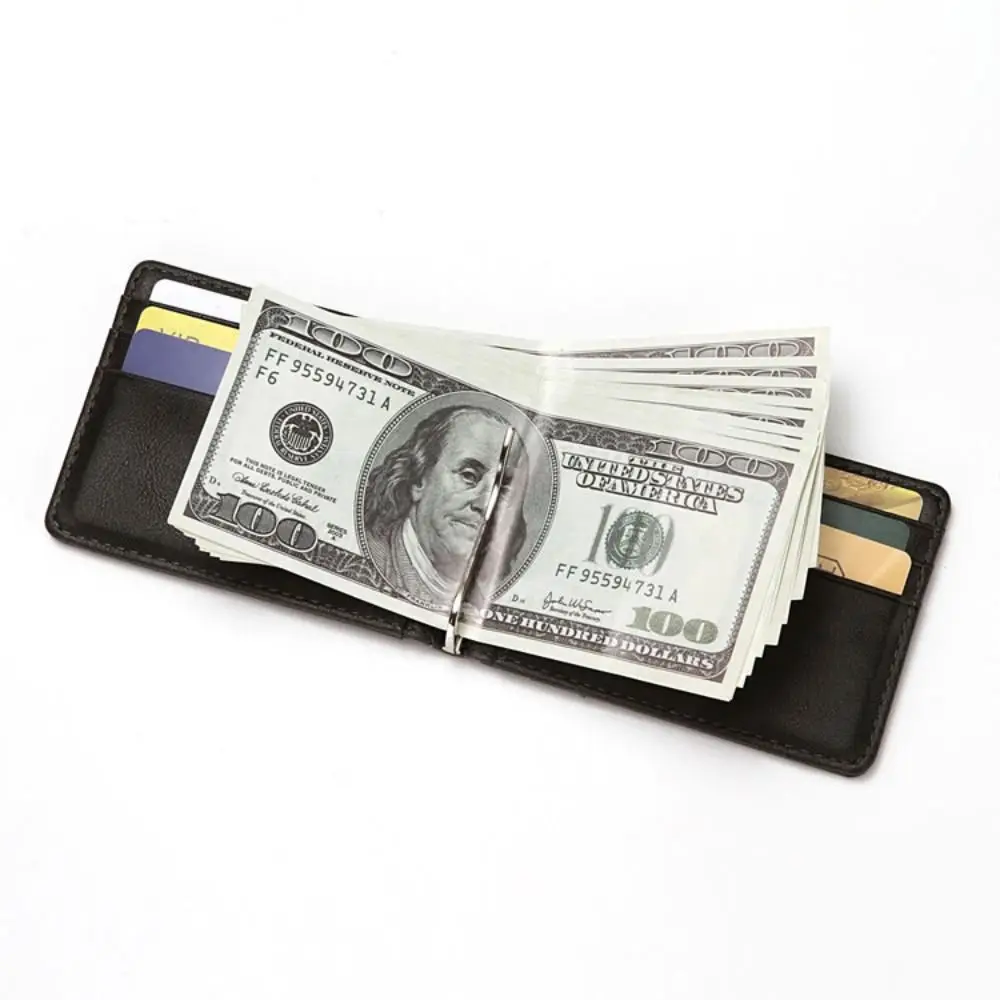Fashion PULeather Short Wallet Ultra-thin Card Holder Male Purse Money Clips Anti theft Swipe Slim Wallet Men
