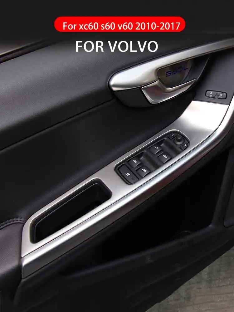 Edelstahl Tür Armlehne Glas Heber Taste Panel Dekorative Abdeckung Für Volvo XC60 S60 V60 Auto Zubehör Aufkleber – Detail 1