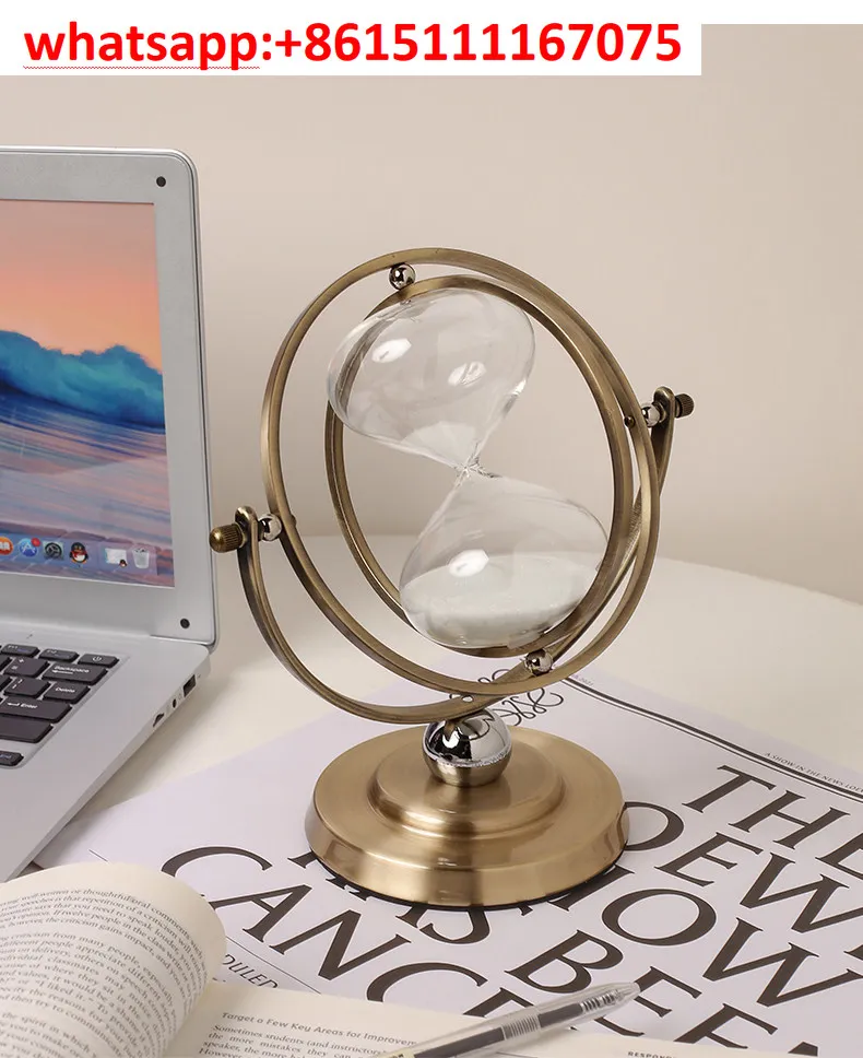 Light Luxury Creative Metal Hourglass Ornament, Desktop Sand Timer Home Office Study Soft Furnishing Decoration Gift
