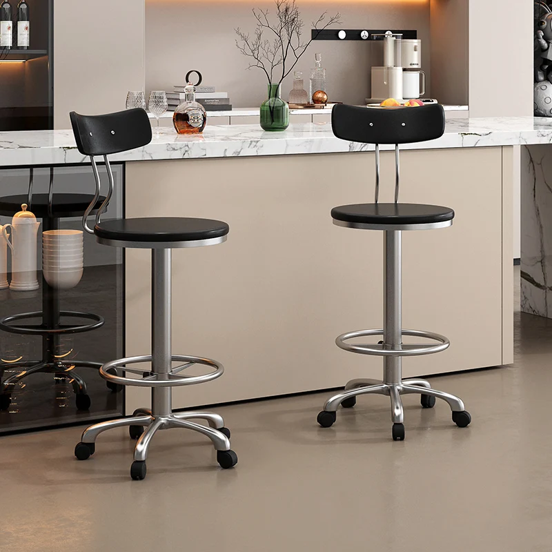 

‌ Поворотные барные стулья со спинкой, регулируемая высота, лабораторный стул, стойка регистрации, эргономичный салонный стул для парикмахерских услуг