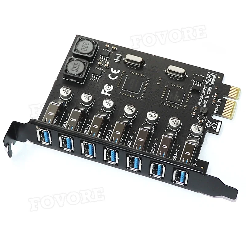 USB 3.0 PCI express adapter PCI e to 7 ports USB 3 expansion adapter Card USB3 PCIe PCI-e x1 controller converter for Desktop