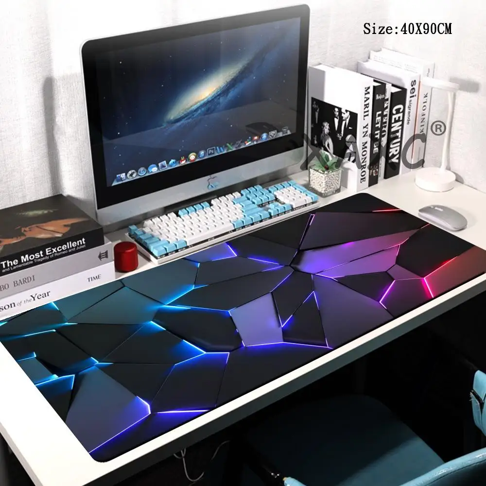 

Large gaming Mouse Pad Red Blue gradient design non-slip rubber sewn edge gaming desk mat keyboard and office work HYBXAXC