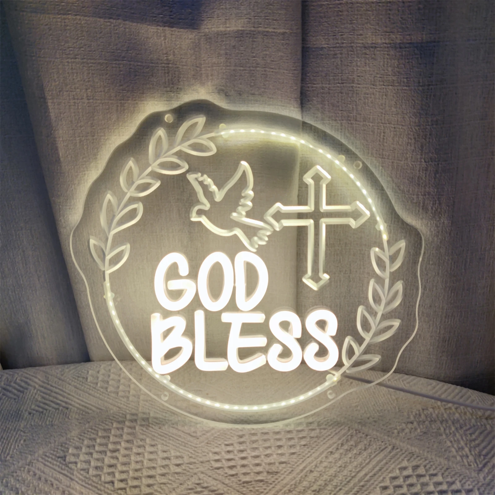 First Communion Neon Sign 3D Engraving Wall Decor LED Neon Sign Lights for Party Home Neon Lighting Sign Baptism Decoration Gift