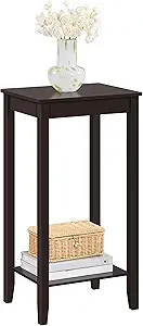 

2-Tier Tall End Table with Storage Shel and Solid Wood Legs, Soa Side Table Telepe Table or Living Room/Couch/Hallway/Small Spac