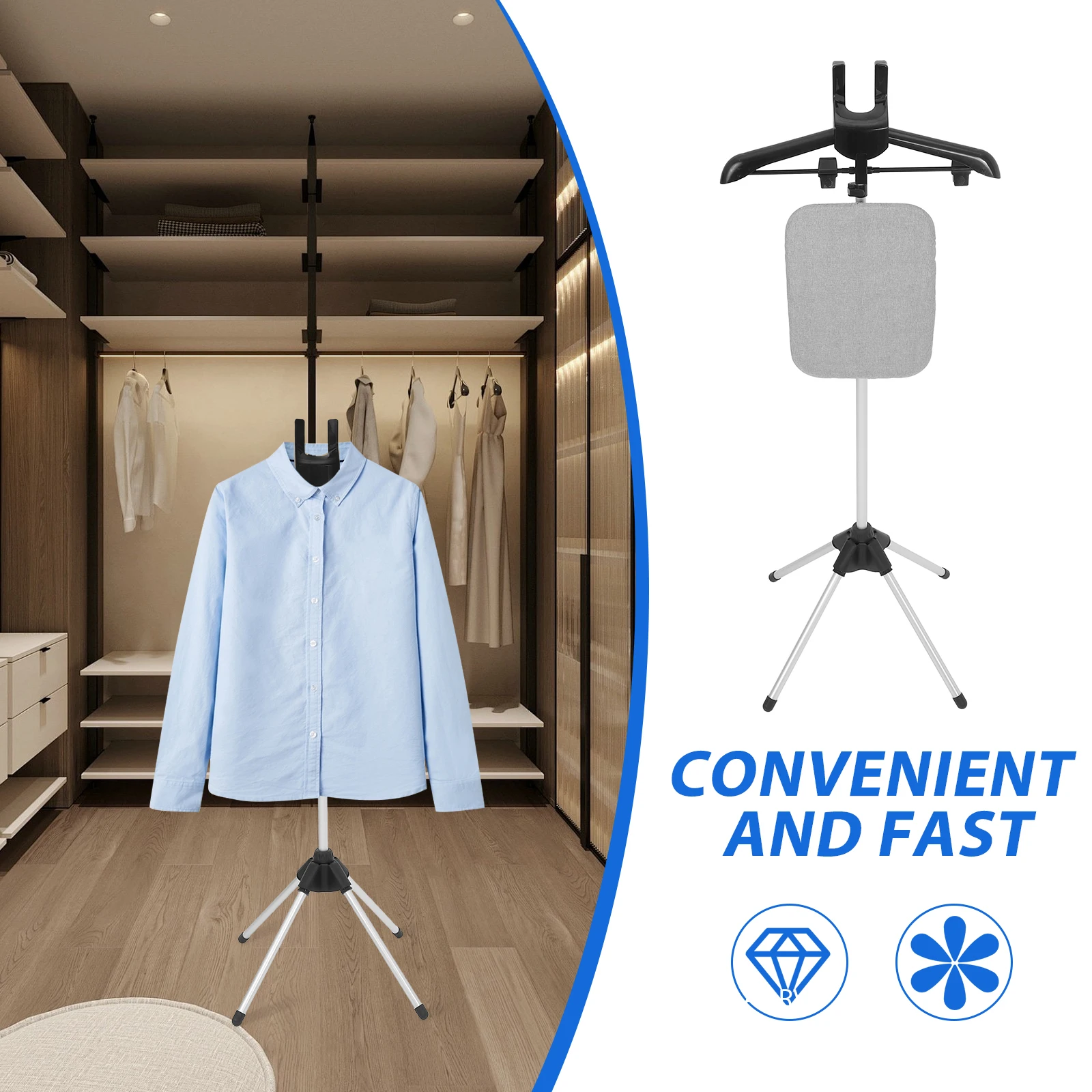 

Ironing Hanger with Plate Clothing Holder Foldable Clothes Steamer Stand Aluminum Alloy Adjustable Garment for Steaming Clothes