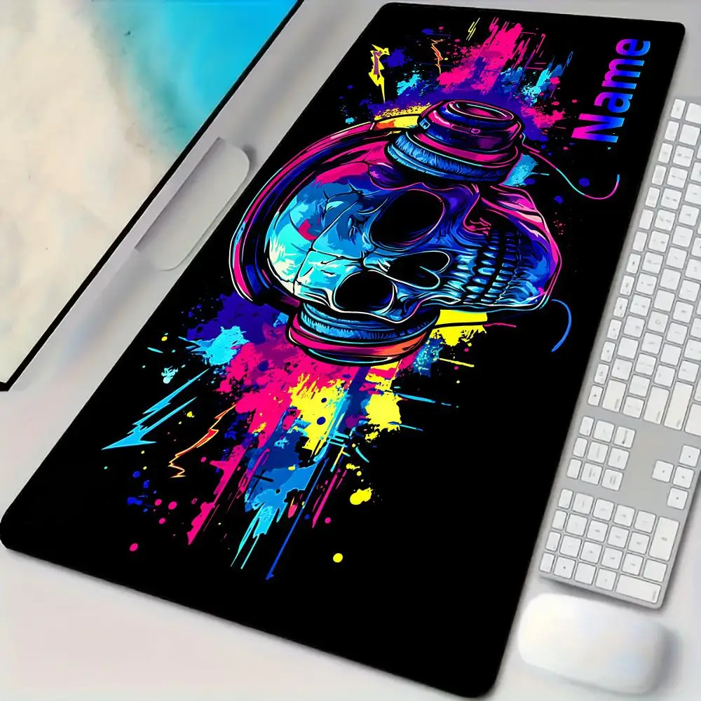 

Colorful DJ skull anime Mouse Pad Desk mat with stitched edges Natural rubber base maus pad suitable for office and gaming rug