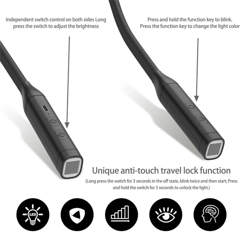 

Neck Reading Light Book Lights Reading In Bed Bendable Long Lasting Portable USB Rechargeable Flexible LED Book Lighting