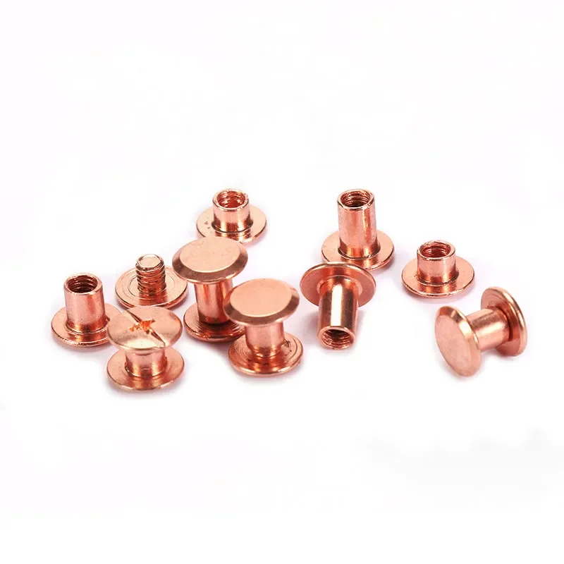 10pcs Rose Gold Binding Chicago Screws Nails Long Studs Rivets Leather Craft Hardware Accessories Rod Length 4~50mm