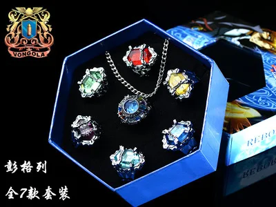 7pcs/set Fashion jewelry ring Katekyo Hitman Reborn Sawada Tsunayoshi PVC Action Figure Cosplay Toys for Men women kids Gift