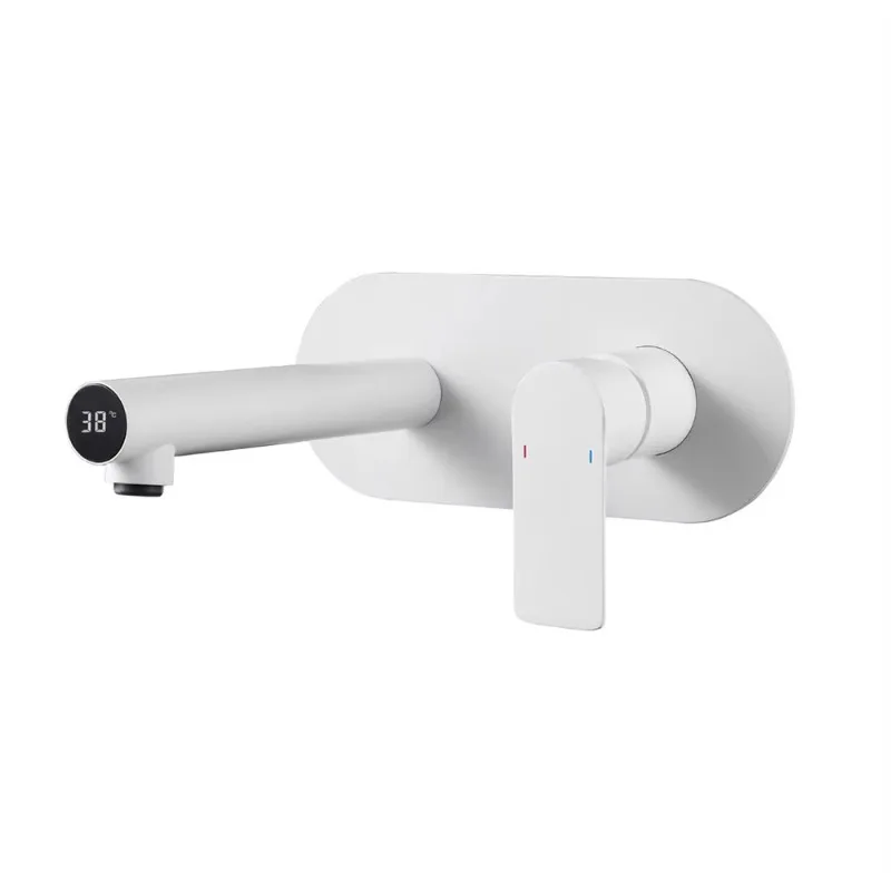 

Modern Single-Hole Bathroom Faucet Digital Temperature Display Hot Cold Basin Mixer Tap Wall Mount Design Ceramic