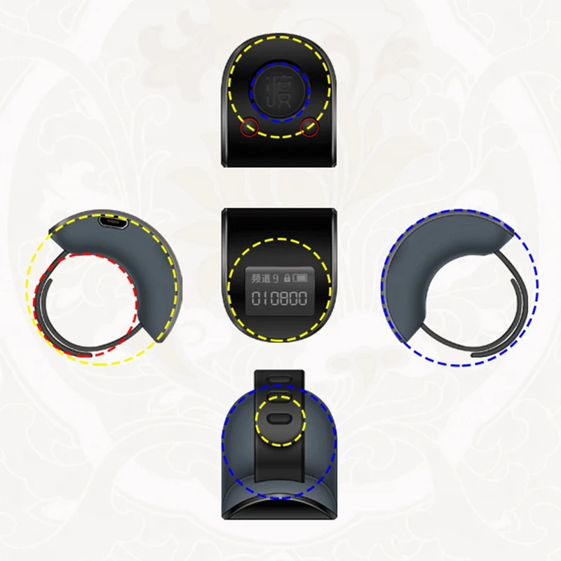 เครื่องนับ6หลักแบบแหวนใส่นิ้วอิเล็กทรอนิกส์หน้าจอ LCD ดิจิตอลขนาดเล็กเครื่องนับแบบกดชาร์จได้