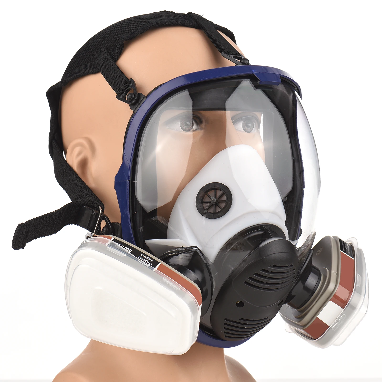 Reusable Full Face Respirator Full Face Cover 16 in 1 Gas Cover Organic Vapor Respirator Wide Field of View for Painting Machine