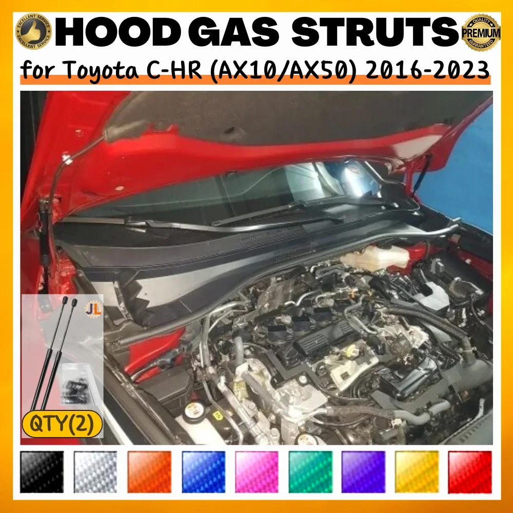 

Qty(2) Hood Struts for Toyota C-HR (AX10/AX50) 2016-2023 Front Bonnet Modify Gas Springs Shock Absorbers Lift Supports Dampers