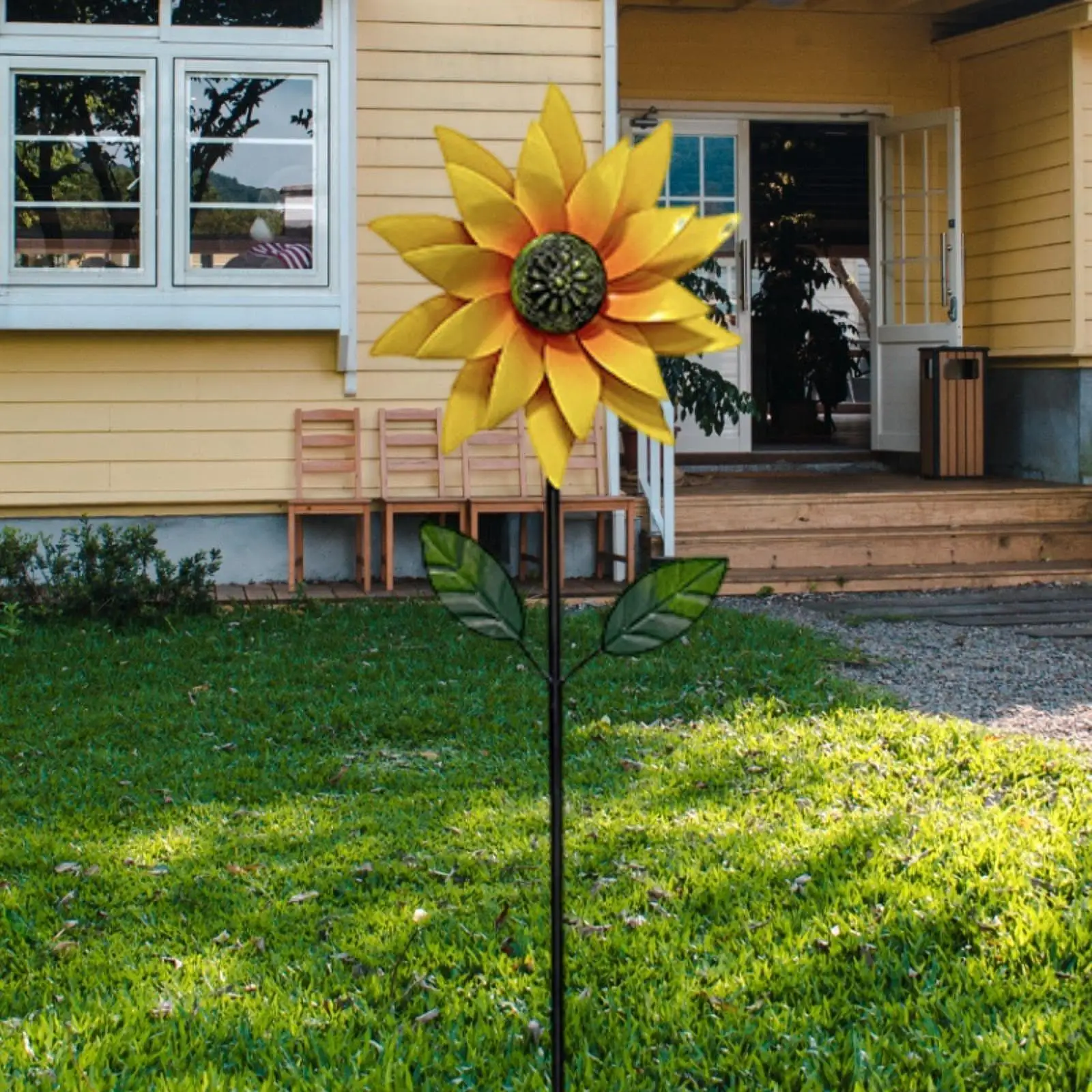 Sunflower Wind Spinner Rotating Garden Art Spinner Sunflower Statue Sunflower