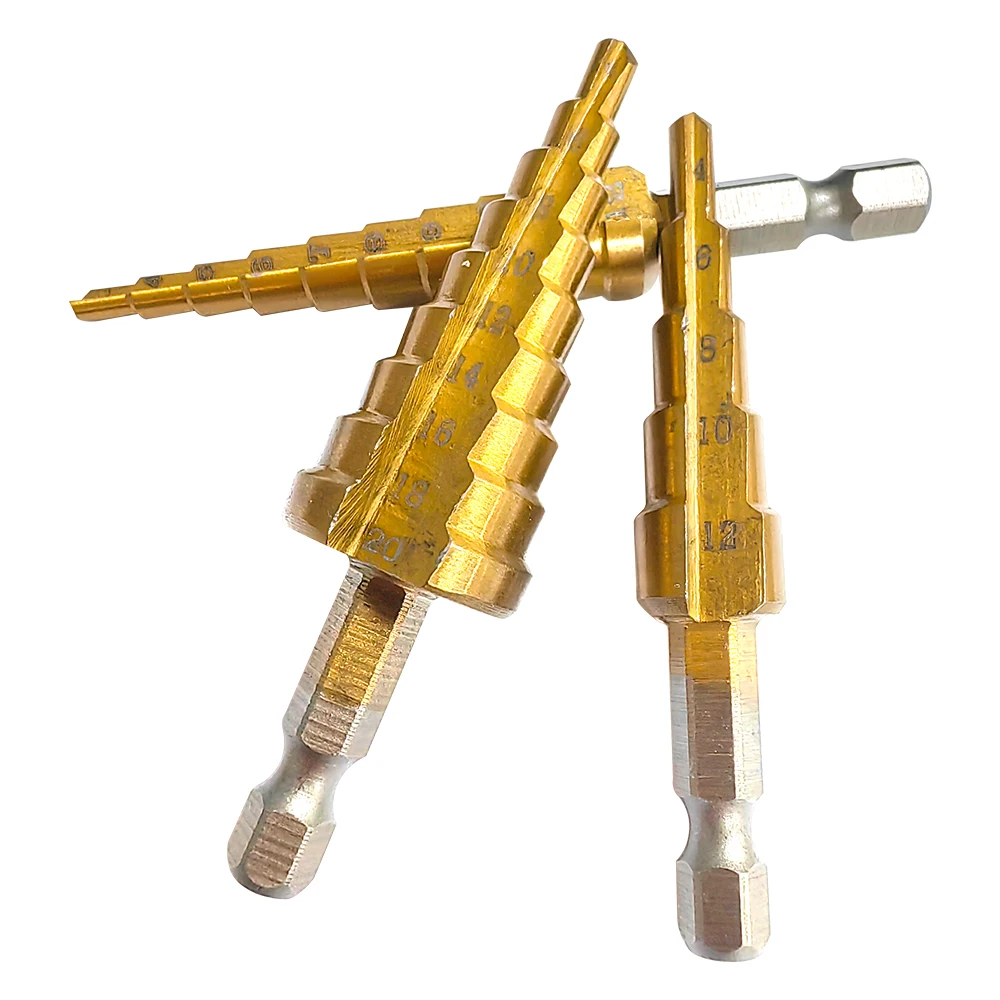 Hexagonal handle titanium plated ladder drill tower drill bit set 3-12/4-12/4-20mm small three piece set view 5