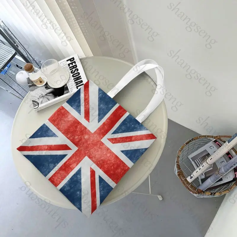 

British flag Tote bag fashion shoulder bag canvas handheld folding bags women's casual large capacity shopping bag