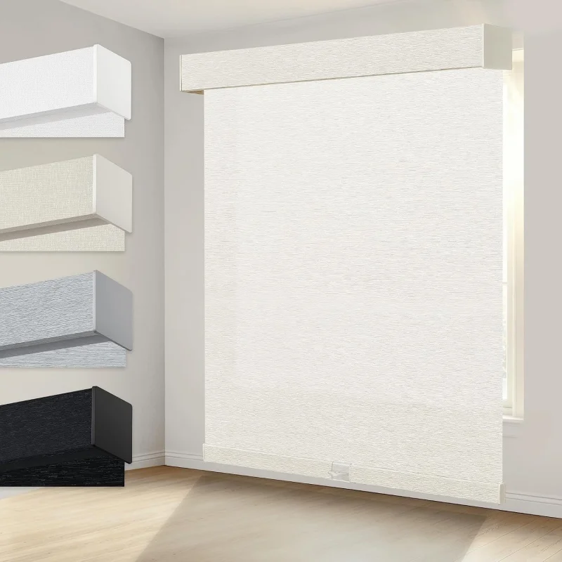 luxury Blackout Fabric Wrapped Cassette Roller Blinds Protect Privacy Manual Cordless Zebra Roller Shades For Custom Window