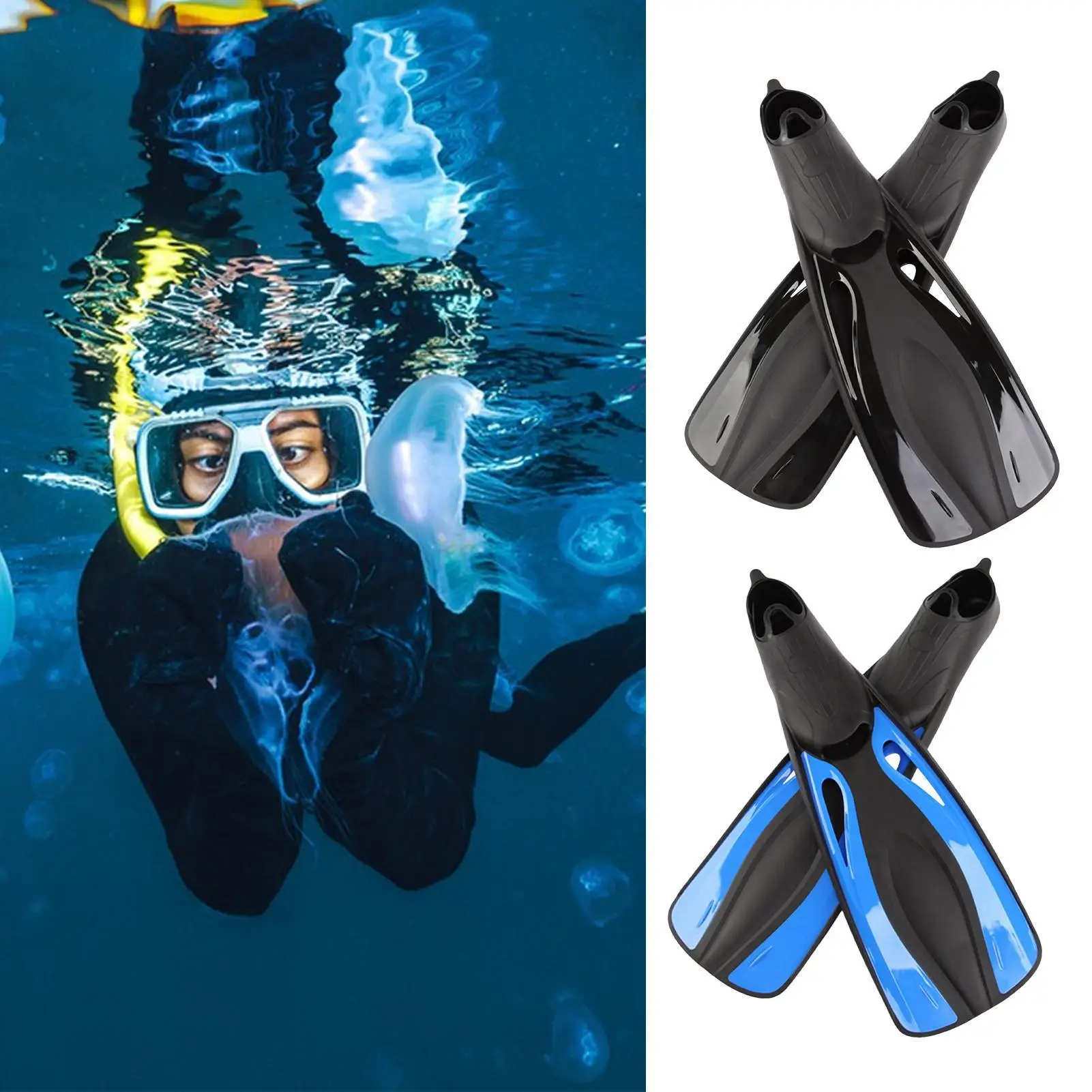 

Snorkel Fins Swim Flippers Snorkeling Gear for Adults 1 Pair Adjustable Diving Flippers Training Equipment for Beach Pool Sea