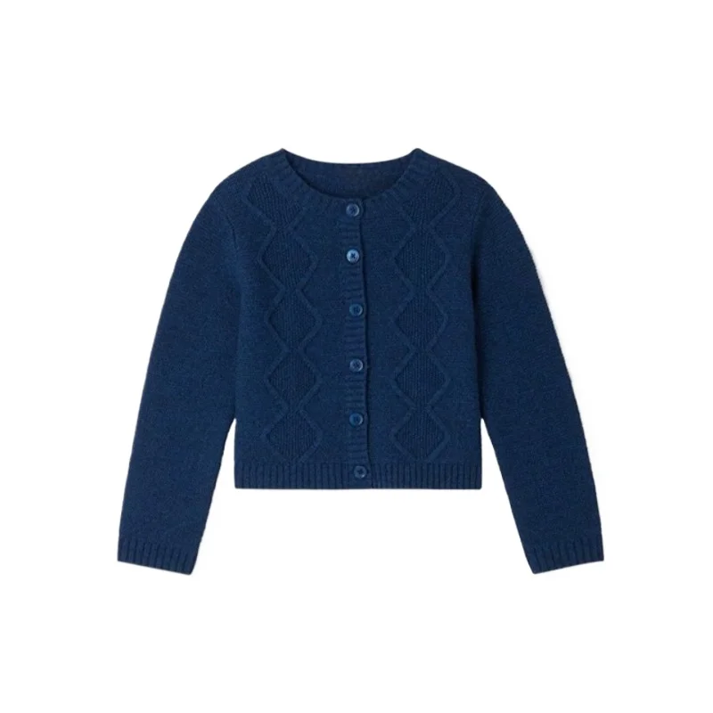 OUYANG&IVAN Children's Sweater 24 New Winter Girls Diamond Temperament Cardigan Blue Top