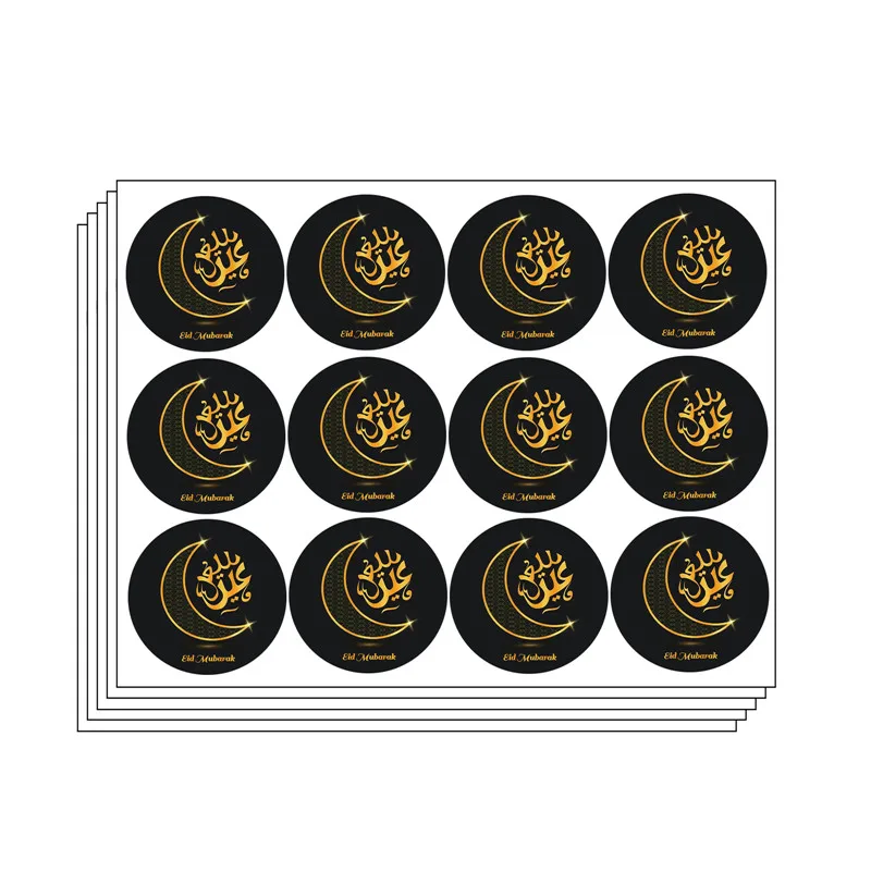 60 Stuks Eid Mubarak Papier Sticker Ramadan Kareem Voor 2025 Moslim Islamitische Festival Party Geschenkdoos Etiket Seal Stickers Thuis leveringen