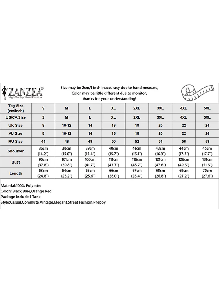 ZANZEA 2024 패션 비치 탱크 블라우스, 여름 휴가 인쇄 조끼, 캐주얼 민소매 탱크 탑, 한국 루즈 A 라인 카미스