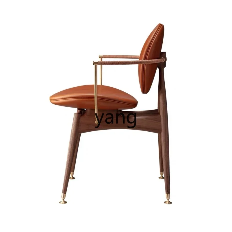 Lmm minimalist leather balcony solid wood home designer casual Chinese desk chair