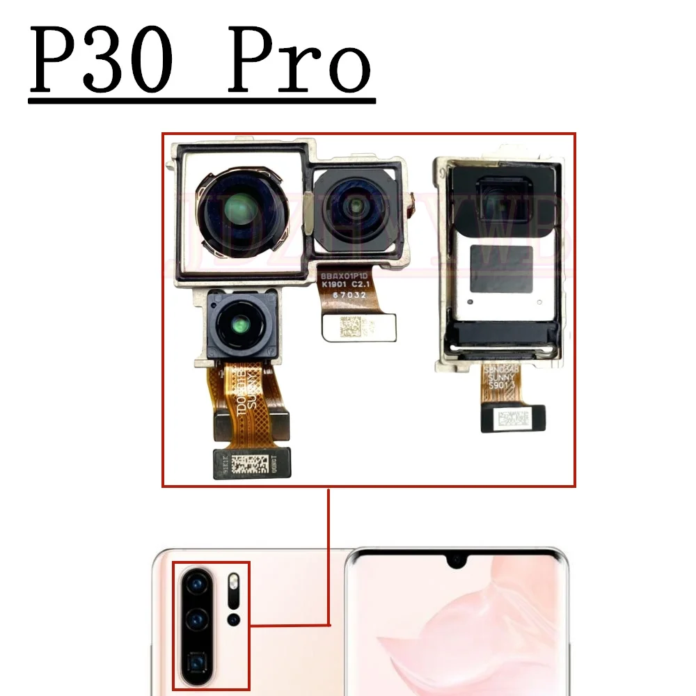 Kamera Depan Belakang Untuk Huawei P30 Pro P30Pro Kamera Selfie Depan Lebar Kamera Utama Belakang Modul Kabel Fleksibel Suku Cadang Pengganti