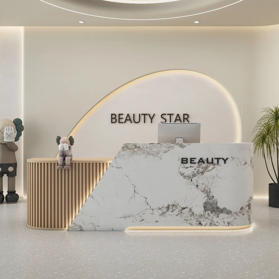 

Solid Load-bearing Reception Desk Sophistication Luxury Reception Desk Premium Reinforced Office Furniture Mesa De Recepção LJ40