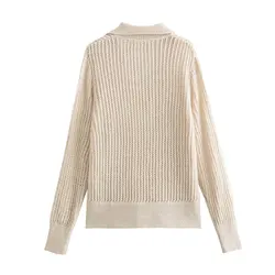 Maxdutti Winter Knitwear Sweater Women British Fashion Retro Sweater Casual Pullover Polo Neck