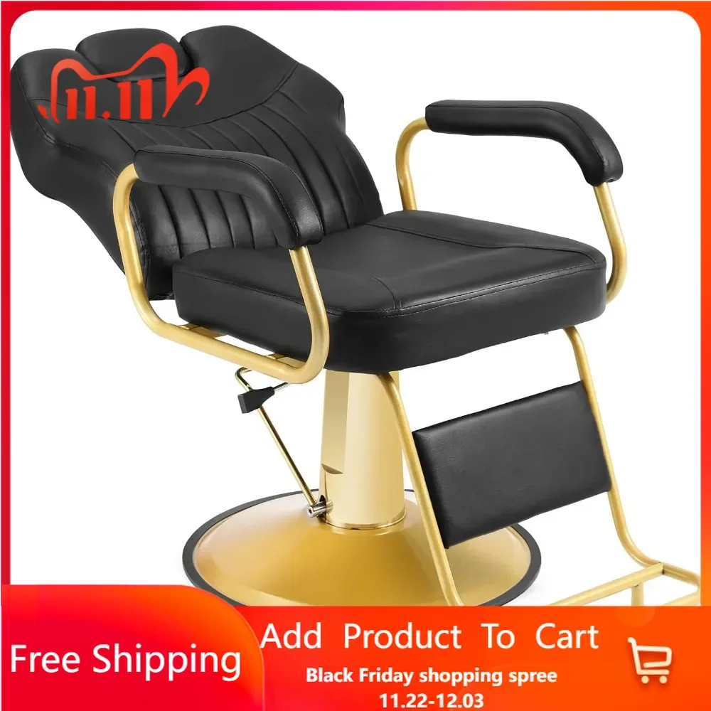 Barber Chair, Hydraulic Recliner Salon Chair 360 Degree Swivel with Adjustable Headrest, Wide Seat, Shampoo Spa