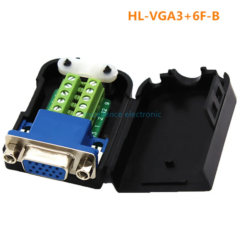 D-SUB DB15 Male 15Pin Jack Port to Terminal Breakout Board Connector 3Row Plug DR15 VGA Male Female with Case