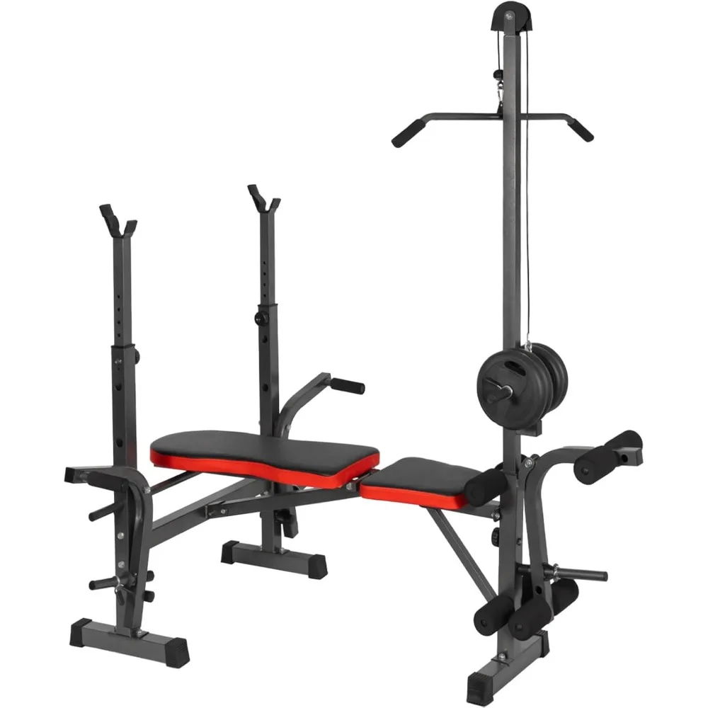 ALLINLIFE Banco Musculación, Banco de Pesas con Altura Ajustable, Banco Abdominales Plegable, Banco de Entrenamiento con Entrenador