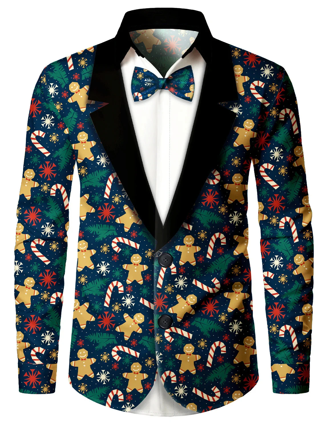 2025 Men's Funny Christmas Theme Graphics Long Sleeve Shirt Button Up Shirt Outdoor Holiday Turndown shirts Fake Tailcoat design